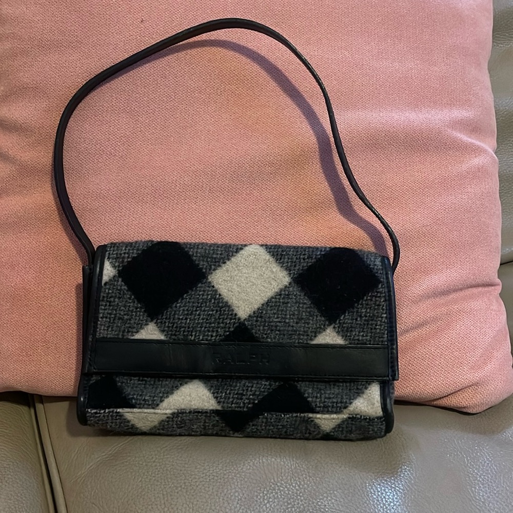 Mini hand bag Ralph wool/ White and black